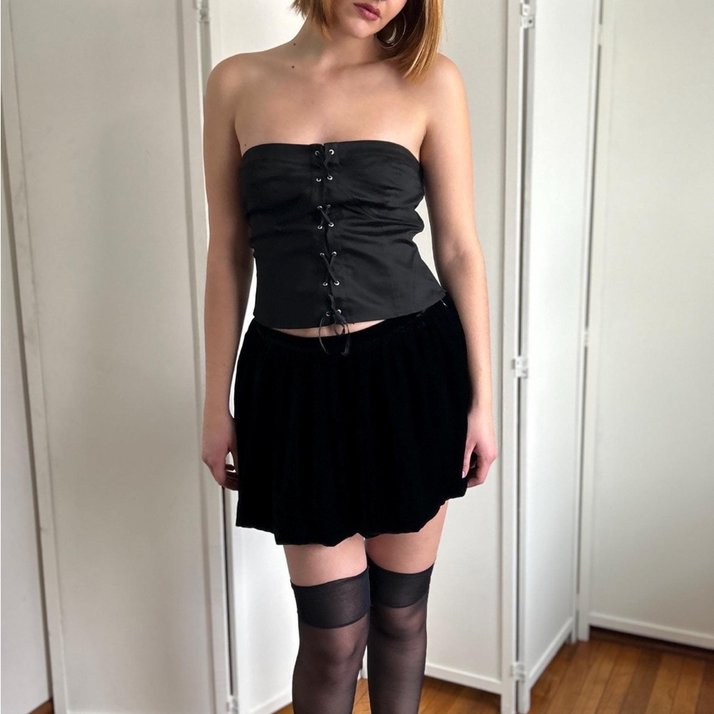 D&G Dolce & Gabbana Y2K Vintage Black Velvet Bubble Skirt - Size M